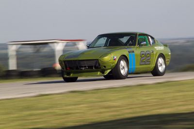 Scott Robinson in his 1972 Datsun 240 Z at Hallett Motor Racing Circuit