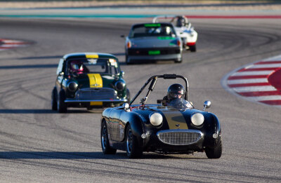 Jeff Walker in his Austin Healey Sprite Mk1 being chased by Joanne Lemmons in her Morris Mini Cooper at COTA 2020 Jeff Walker in his Austin Healey Sprite Mk1 being chased by Joanne Lemmons in her Morris Mini Cooper at COTA 2020