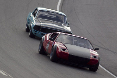 449 Kirby Shrader 1971 DeTomaso Pantera and 389 Jeff Garrett 1967 Ford Mustang